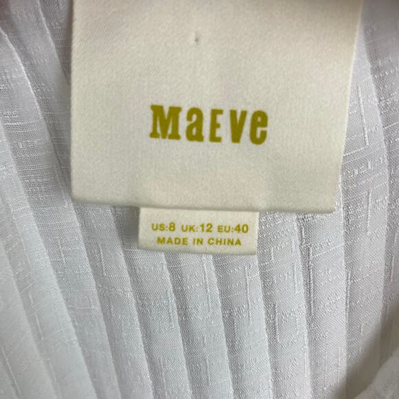 Maeve White Pleated Button  Tank Top 8 - Picture 7 of 9